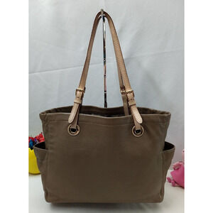 Michael Kors Jet Set Taupe Leather Pockets Double Handle Tote Shoulder Bag